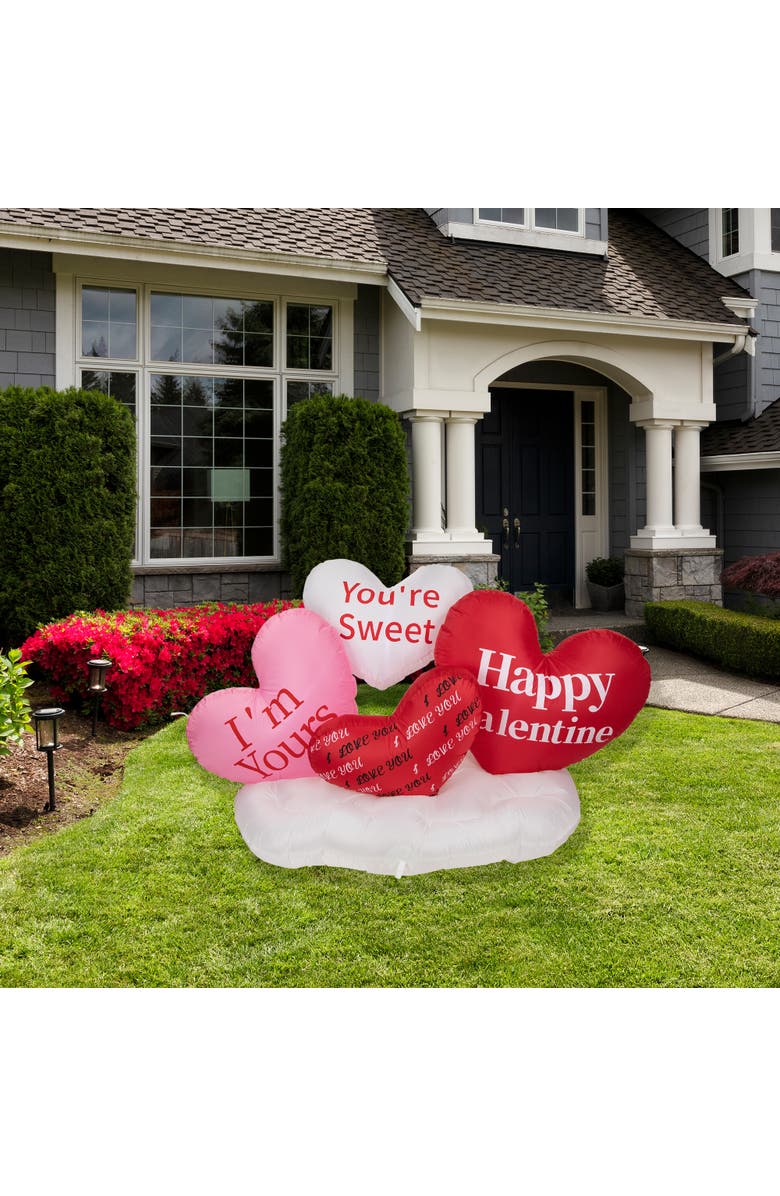 Northlight LED Lighted Inflatable Valentine's Day Conversation Hearts Outdoor Decoration - 5', Alternate, color, Red