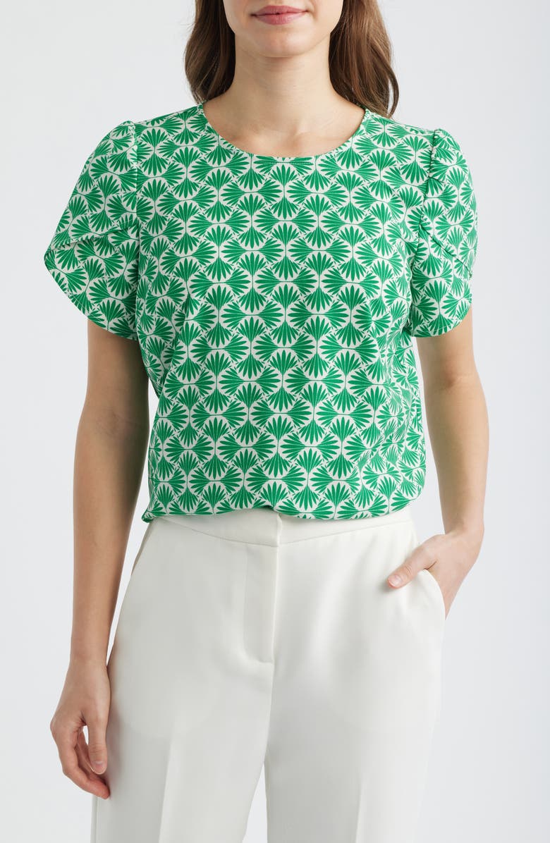 AK ANNE KLEIN Print Tulip Sleeve Top, Main, color, 