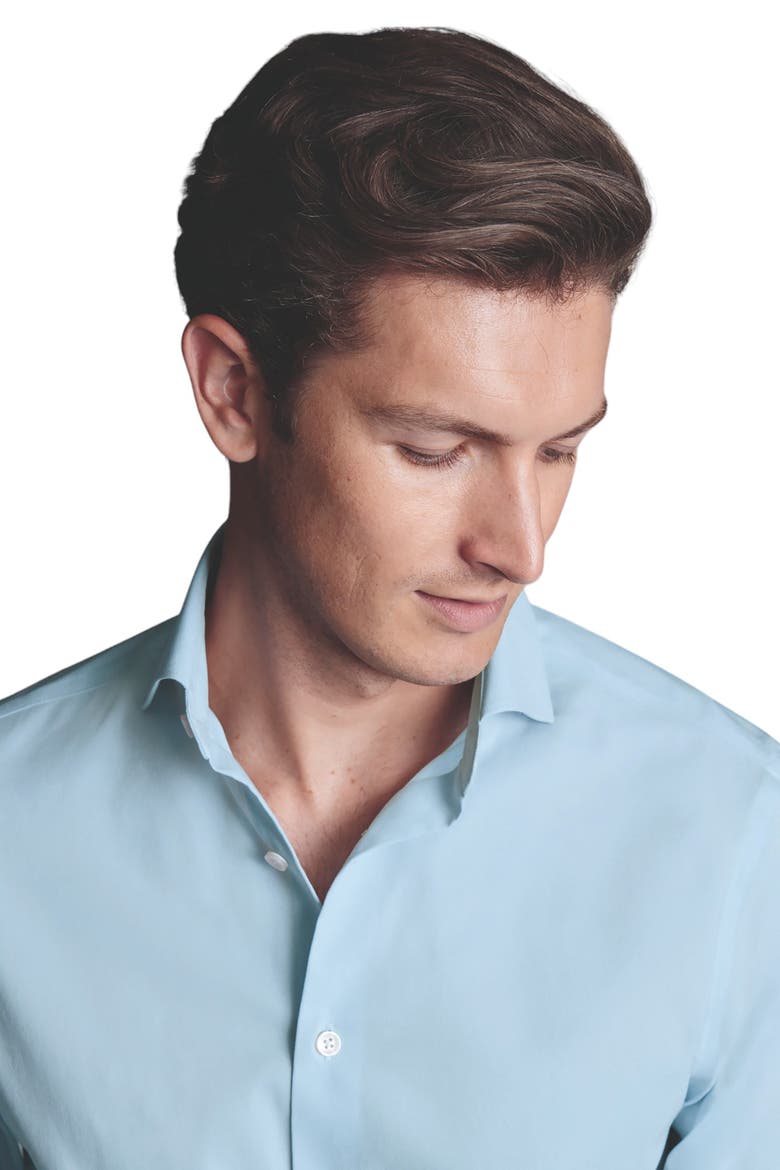 Non-Iron Stretch Twill Slim Fit Shirt Single Cuff, Alternate, color, Sky Blue