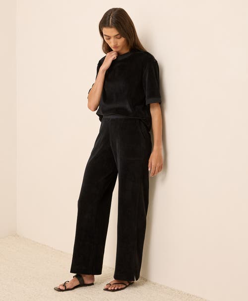 Pact Organic Cotton Pure Velour Wide Leg Pant In Black