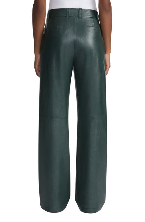 Lafayette 148 New York Sullivan Wide Leg Lambskin Leather Pants In Deep Malachite