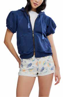 Summer Puff Sleeve Zip-Up Sweater
