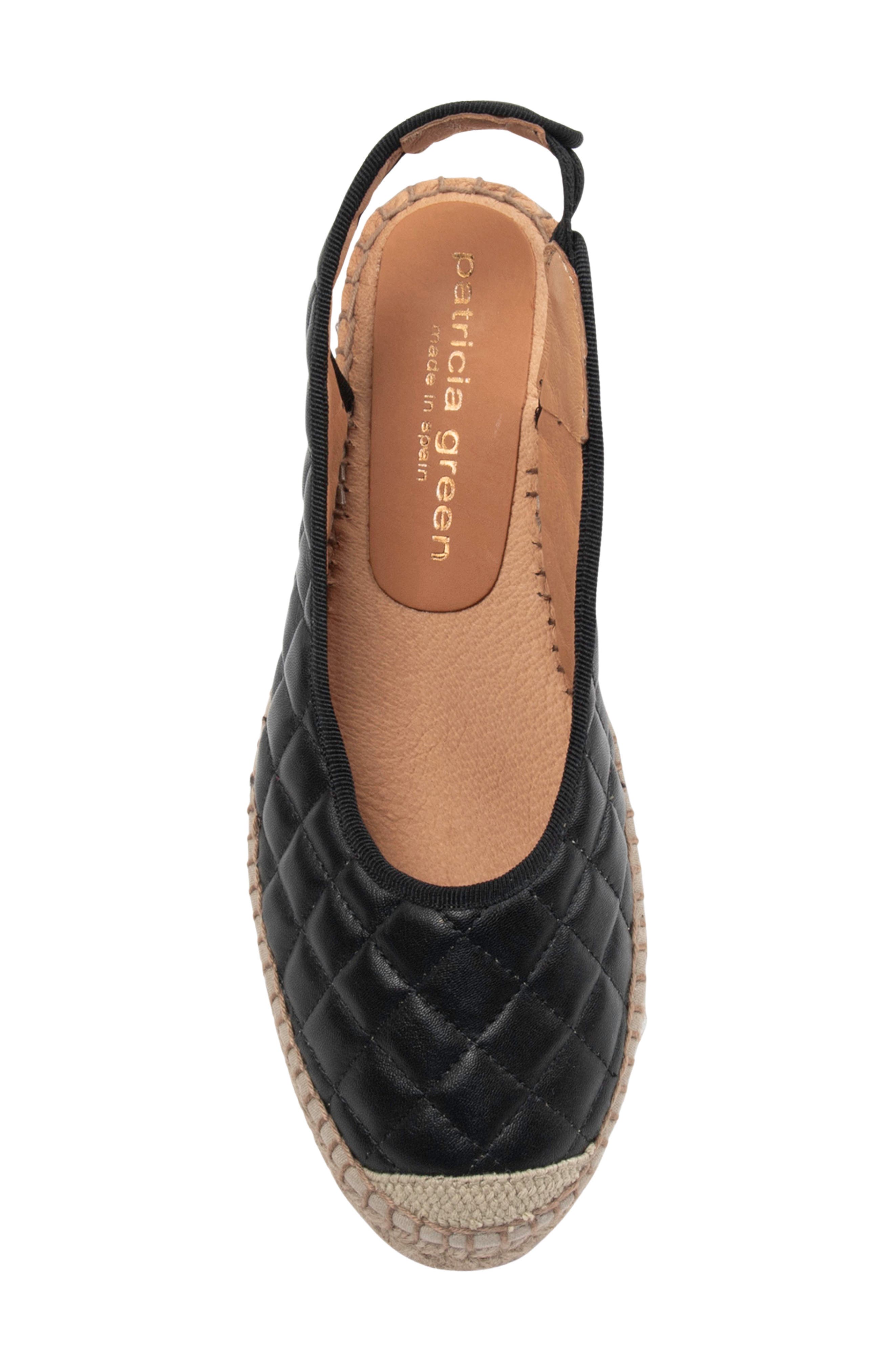 patricia green Valencia Slingback Wedge Espadrille, Alternate, color, Black Quilted Leather