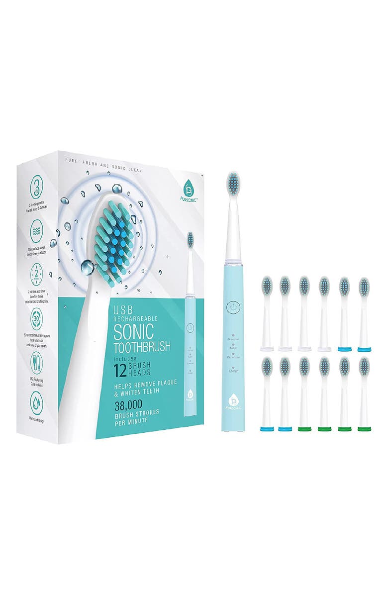 PURSONIC USB Rechargeable Sonic Toothbrush, Main, color, Green/Blue