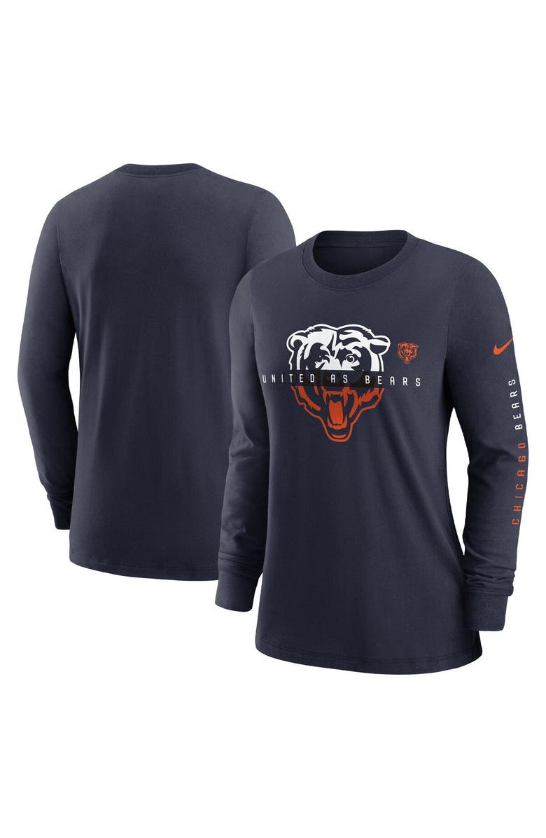 Nike Women's Nike Navy Chicago Bears Prime Split Long Sleeve T-Shirt, Main, color, 