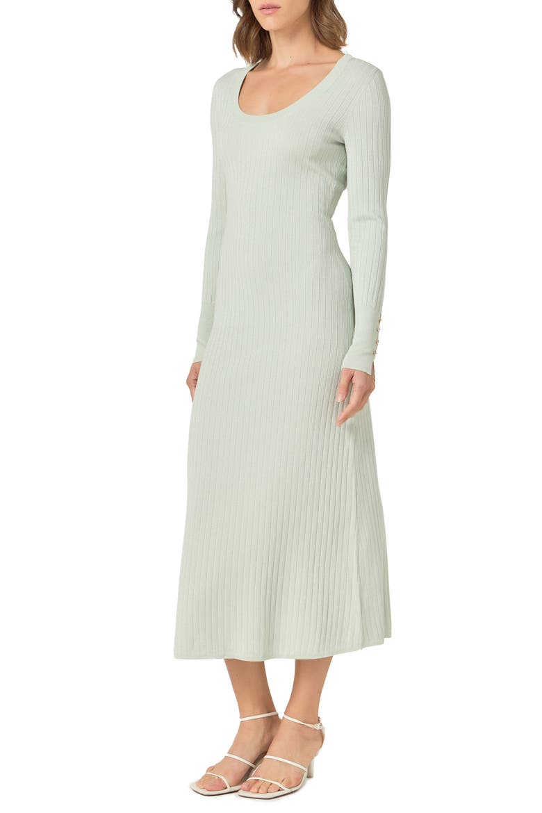 Long Sleeve Metallic Knit Dress, Alternate, color, SAGE