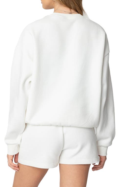 Edikted Cali Bow Graphic Sweatshirt In White