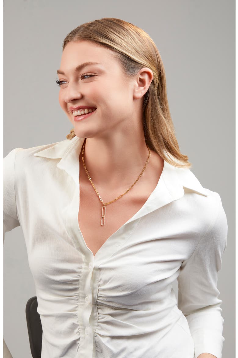 Varda Pavé Diamond Double Link Necklace (Nordstrom Exclusive), Alternate, color, 18KY
