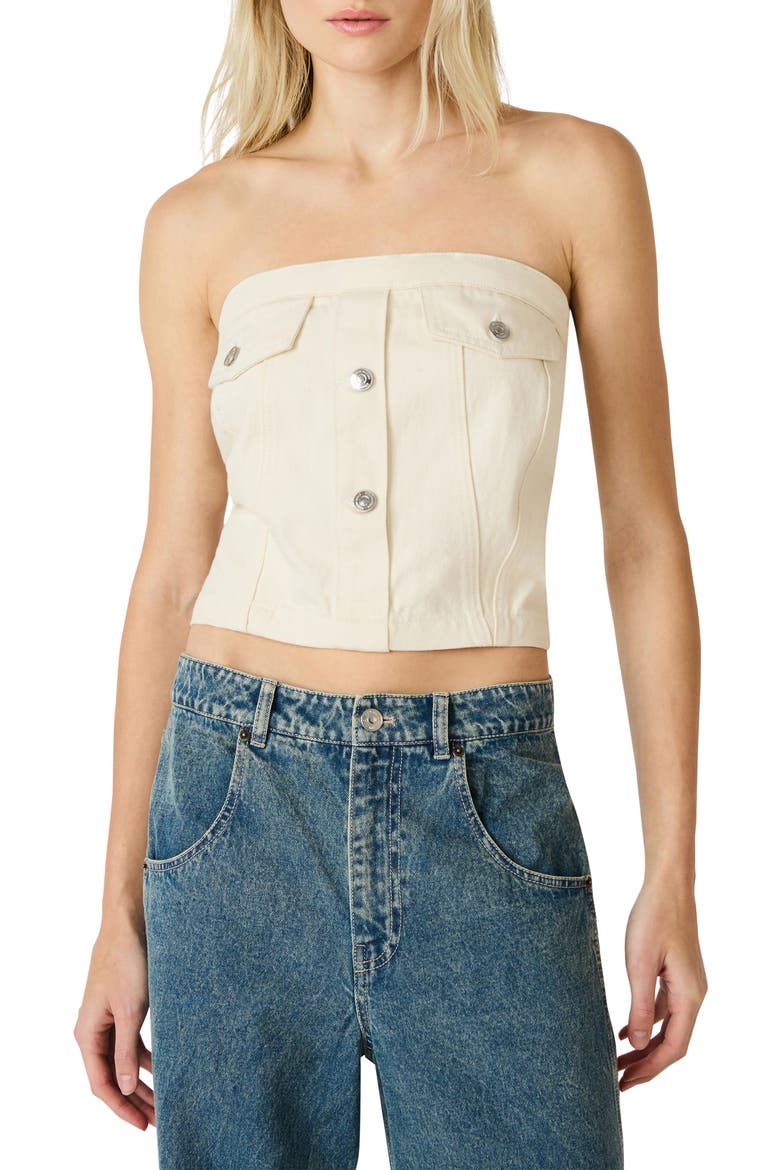 Rietta Strapless Denim Top, Main, color, NATURAL
