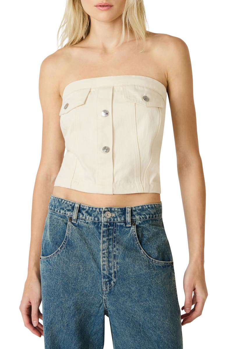 Steve Madden Rietta Strapless Denim Top, Main, color, Natural