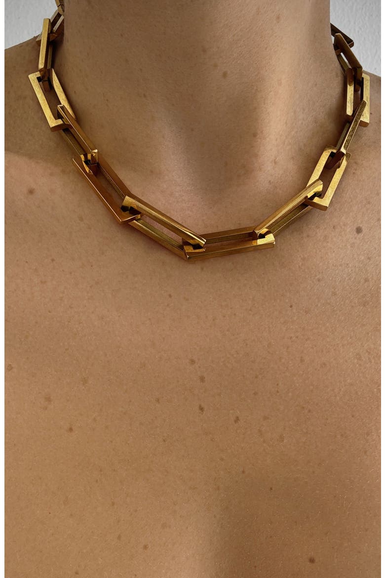 Oversize Paper Clip Chain Necklace, Alternate, color, GOLD