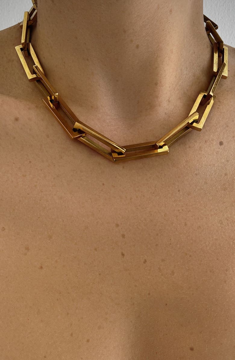 st. Moran Oversize Paper Clip Chain Necklace, Alternate, color, Gold