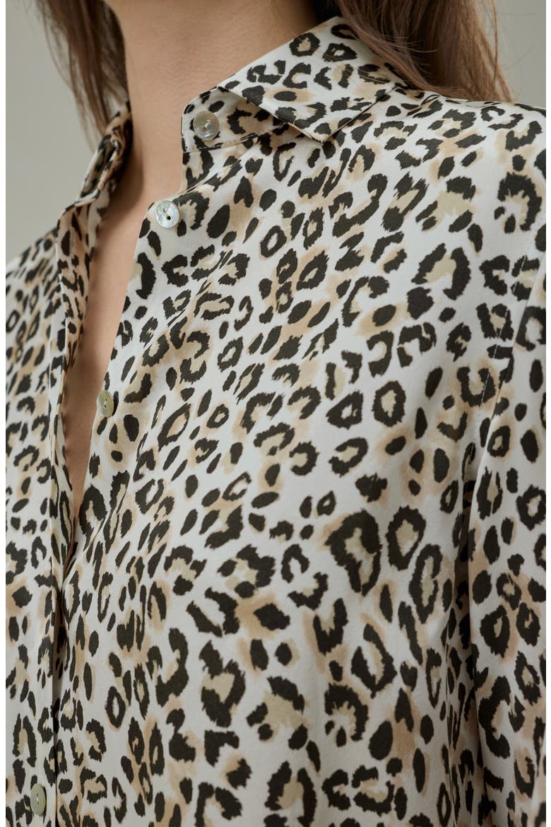 Leopard Print Silk Shirt, Alternate, color, Dawn Leopard