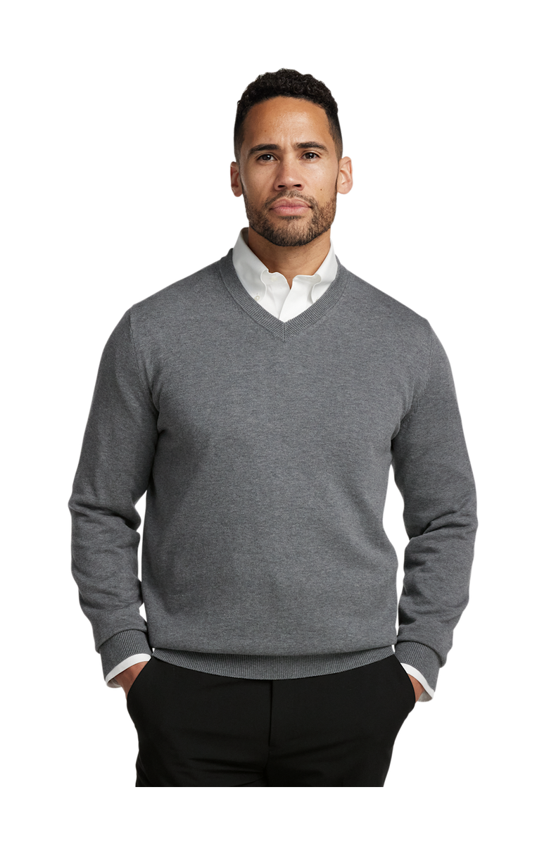 Paul Fredrick Supima Cotton V-neck Sweater, Alternate, color, Medium Grey