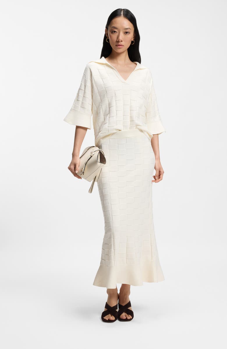 BOSS Foppy Textured Skirt, Alternate, color, Soft Cream