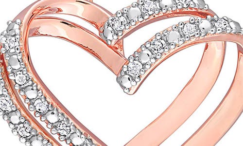 Delmar Diamond Heart Pendant Necklace & Stud Earrings Set In Rose Gold