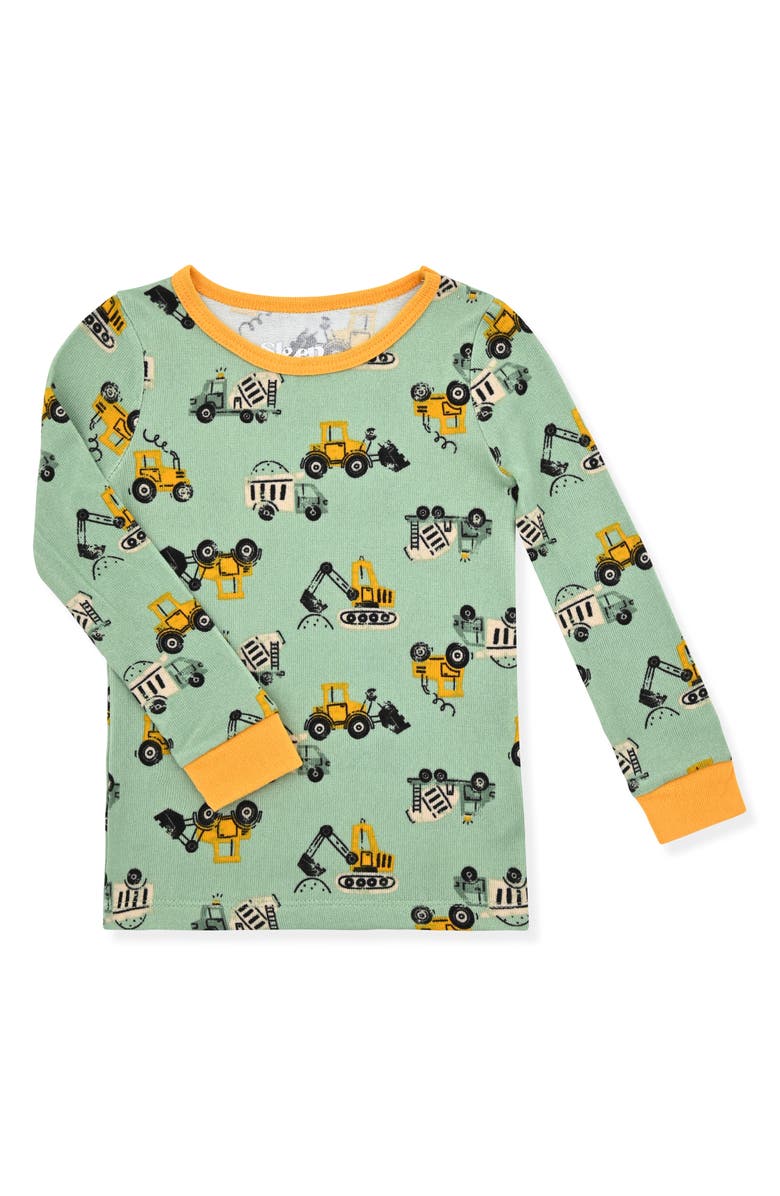 SLEEP ON IT Kids' Fitted Two-Piece Pajamas & Socks Set, Alternate, color, Green