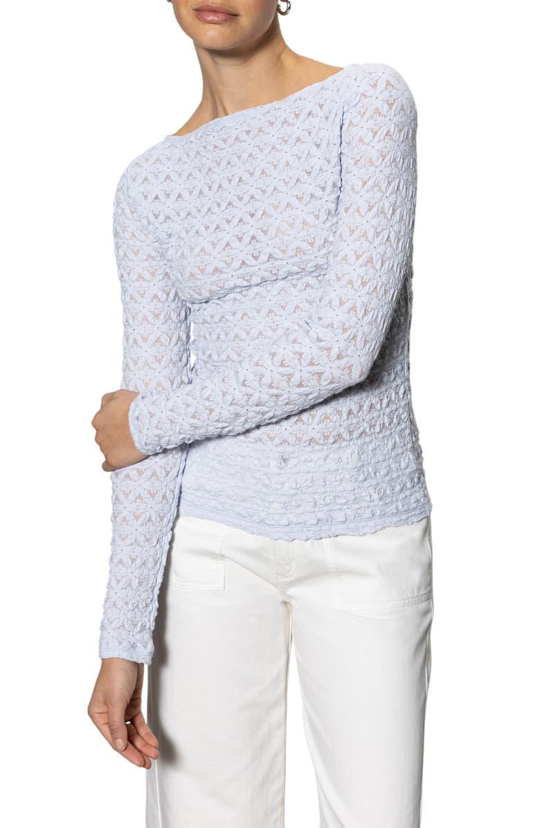 Sanctuary Stretch Mesh Boat Neck Top, Alternate, color, Sky Blue