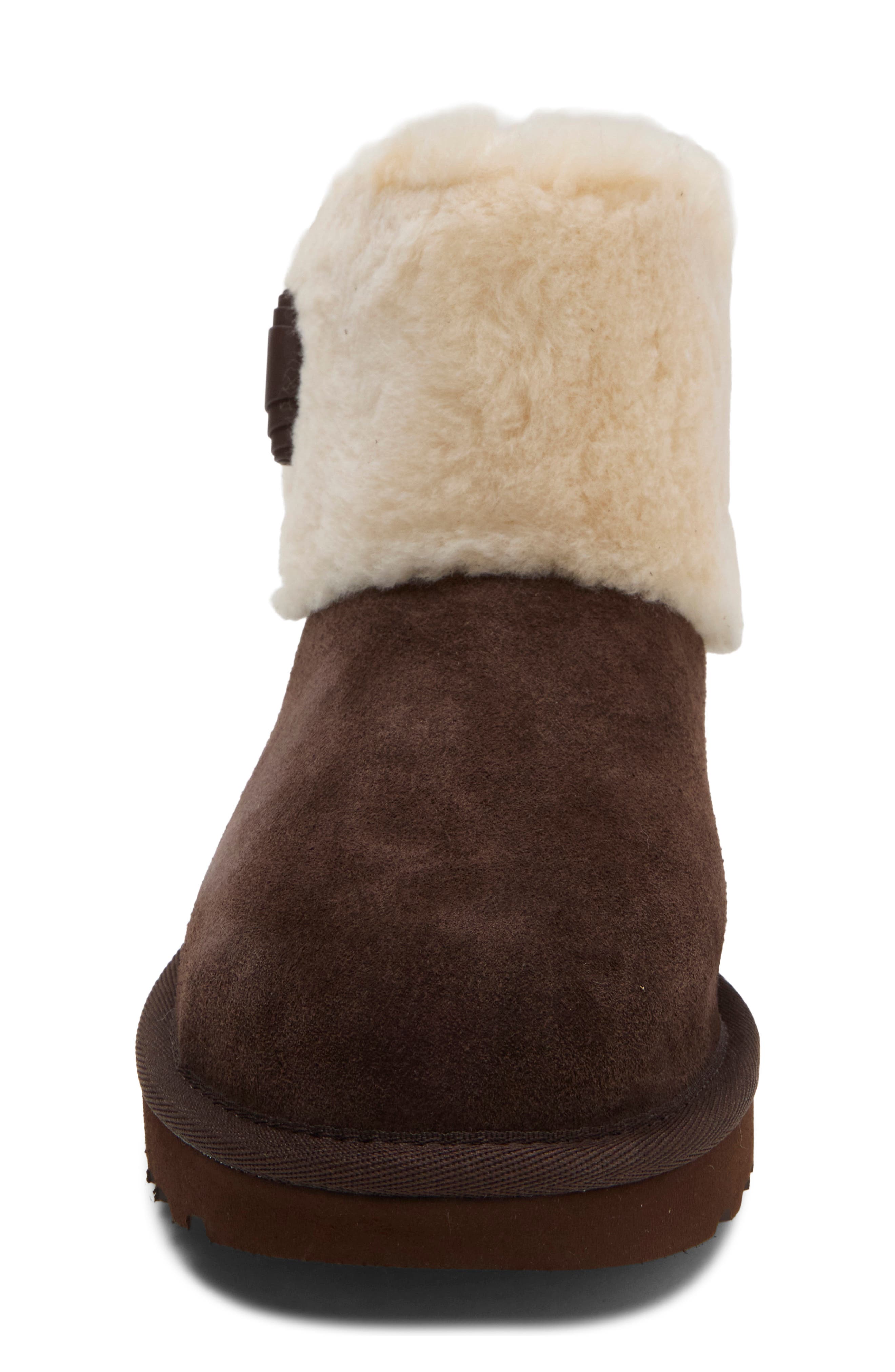 Classic Mini Posy Toggle Genuine Shearling Boot, Alternate, color, BURNT CEDAR