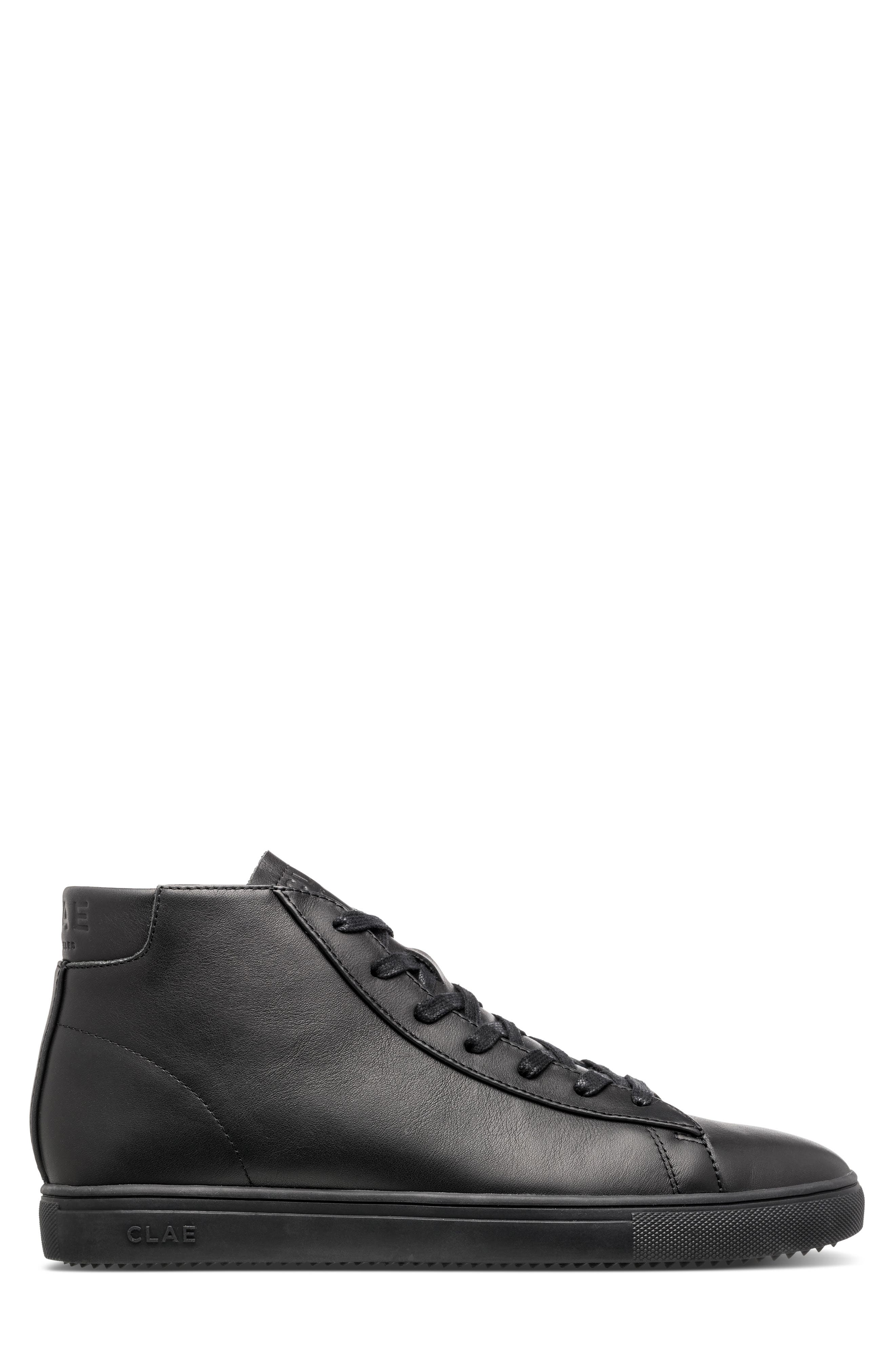 CLAE Bradley Mid Sneaker, Alternate, color, Triple Black Leather