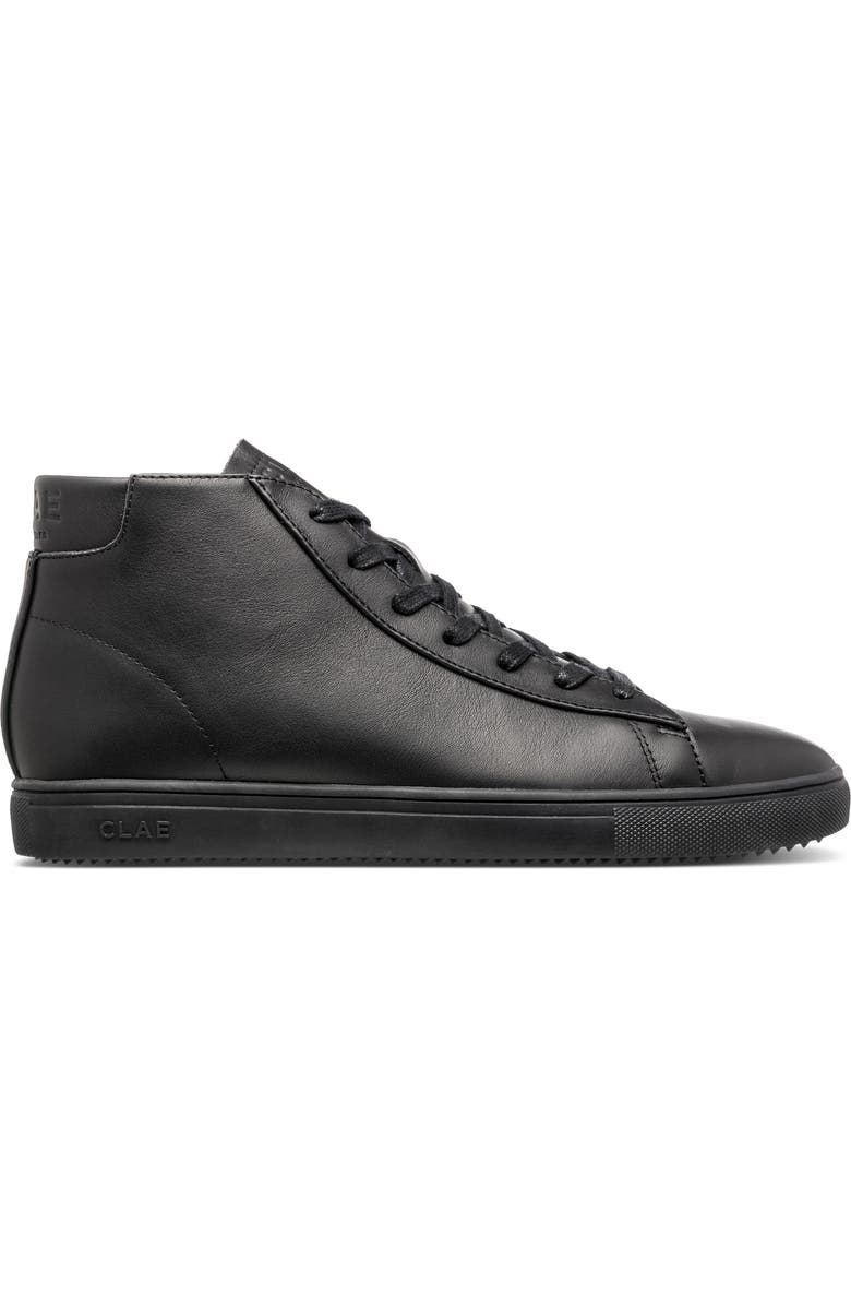 CLAE Bradley Mid Sneaker, Alternate, color, Triple Black Leather