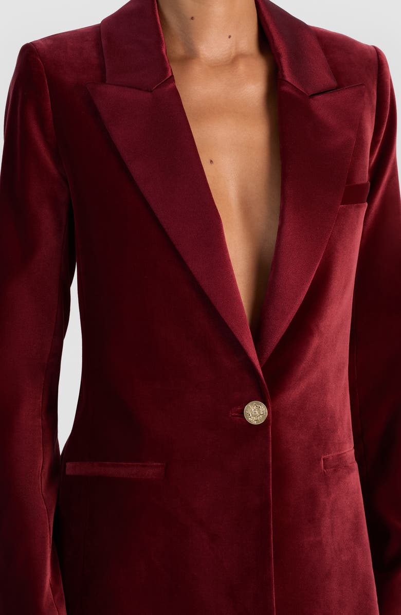 Alice + Olivia Silas Velvet Blazer, Alternate, color, Oxblood