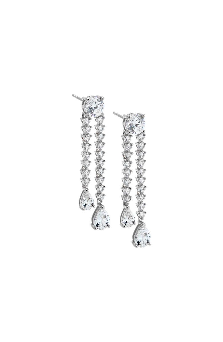 BY ADINA EDEN Fancy CZ Tennis Drop Pear Stud Earring, Main, color, Silver