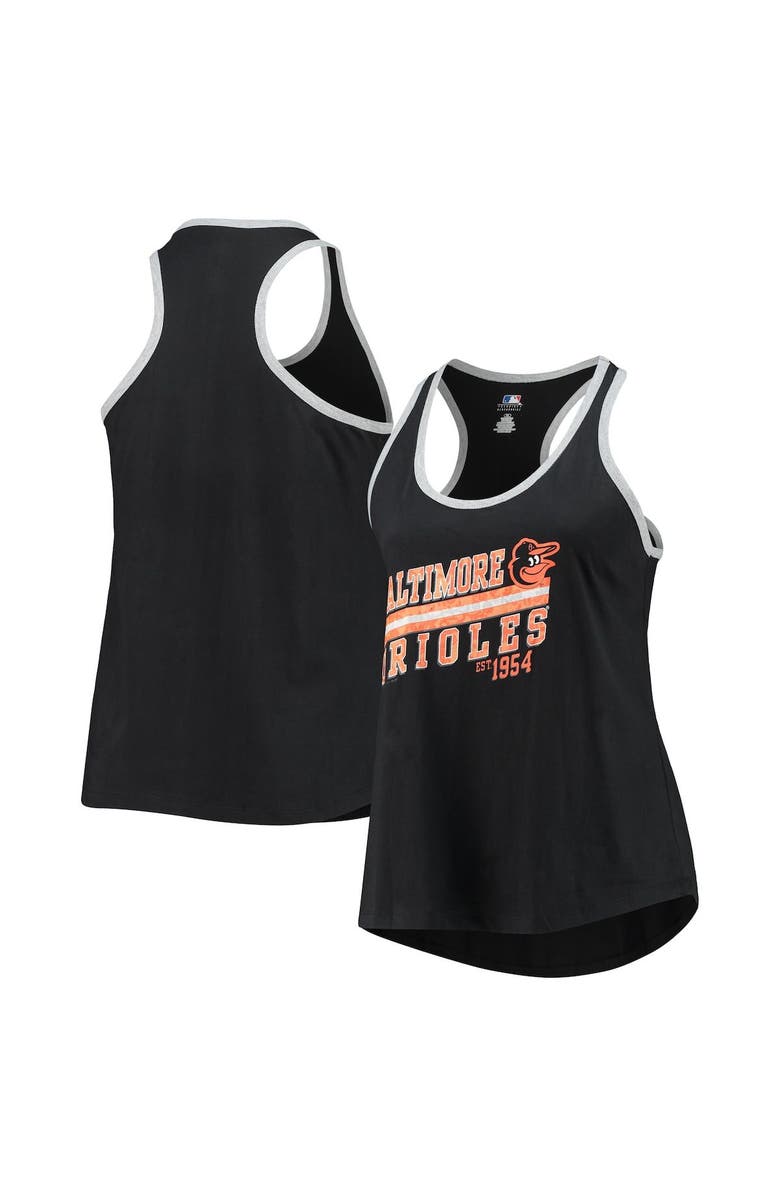 PROFILE Women's Black Baltimore Orioles Plus Size Racerback Ringer Tank Top, Main, color, 
