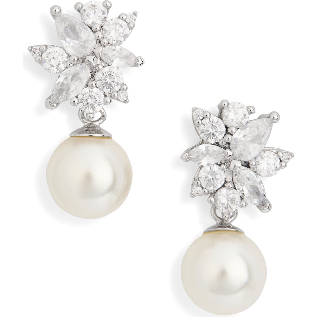Nordstrom Rack Cubic Zirconia & Faux Pearl Drop Earrings