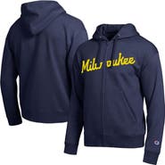 Champion Men's Champion Milwaukee Brewers Navy All-Star Wordmark Full-Zip Hoodie