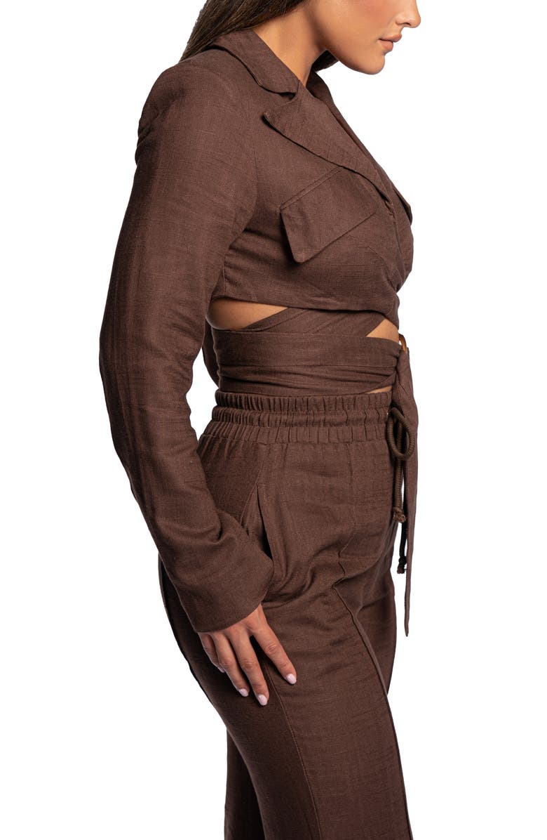 JLUXLABEL Myling Cotton & Linen Wrap Crop Top, Alternate, color, 