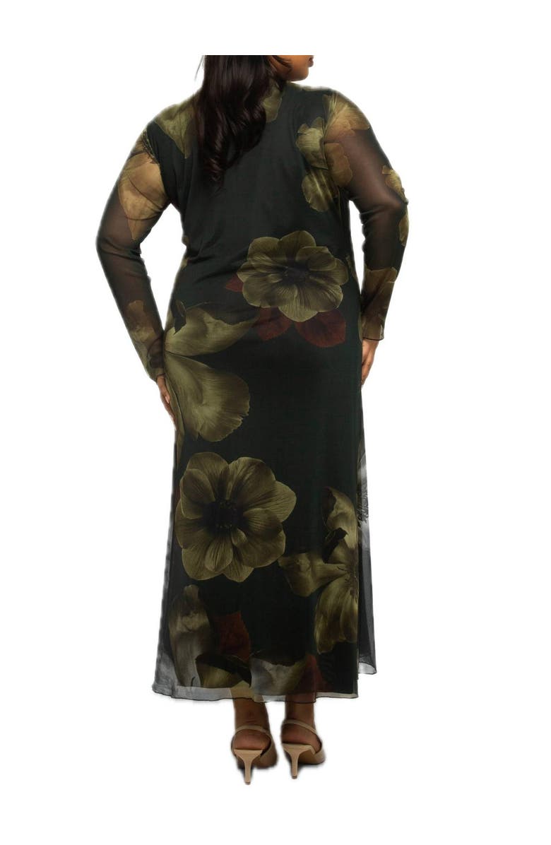 FASHION-SZN CURVE Mesh Floral Print Midaxi Dress, Alternate, color, 