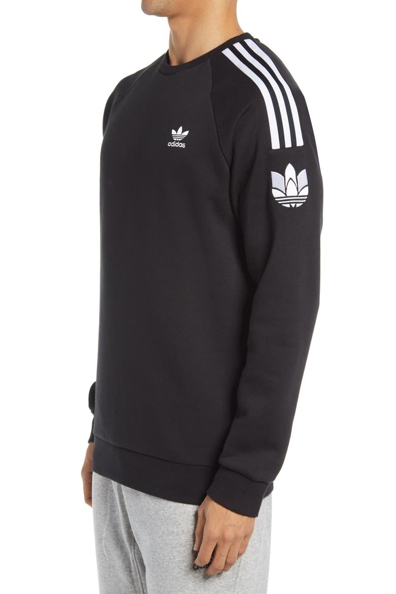 Men's 3-Stripes Crewneck Sweatshirt, Alternate, color, BLACK