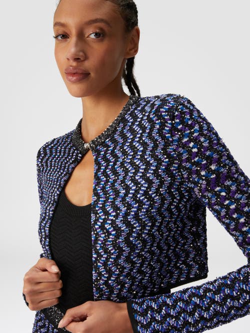 MISSONI MISSONI EMBOSSED ZIG ZAG CARDIGAN WITH SEQUINS 