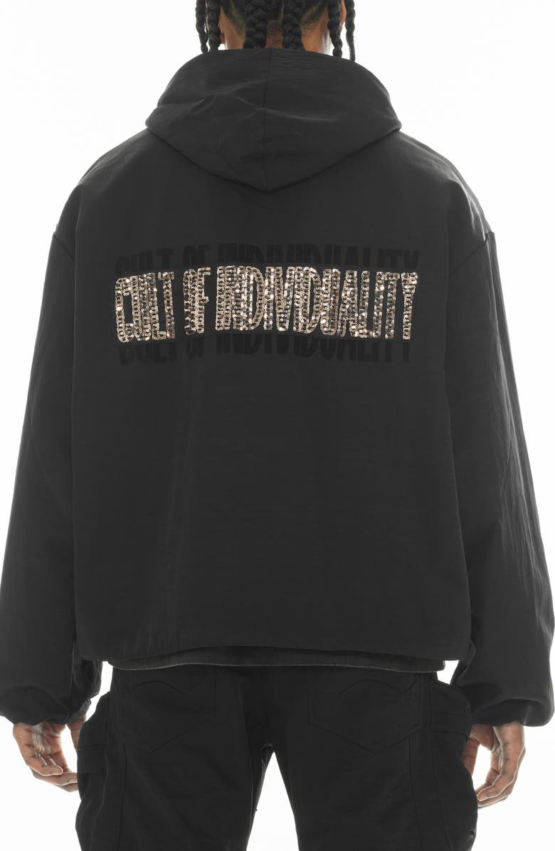 Cult of Individuality Oversize Coach's Jacket, Alternate, color, Black Nylon