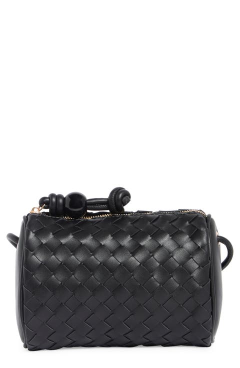 Woven Faux Leather Crossbody Bag