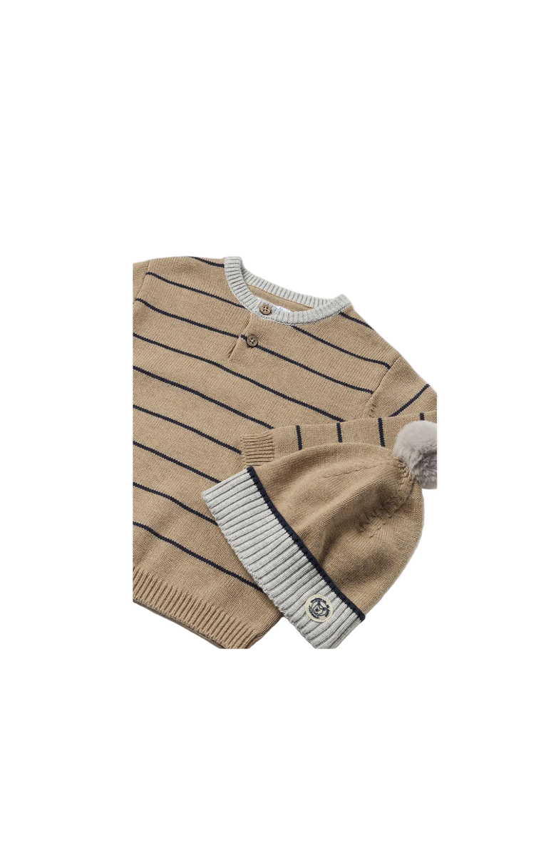 Mayoral Sweater And Hat, Alternate, color, Beige