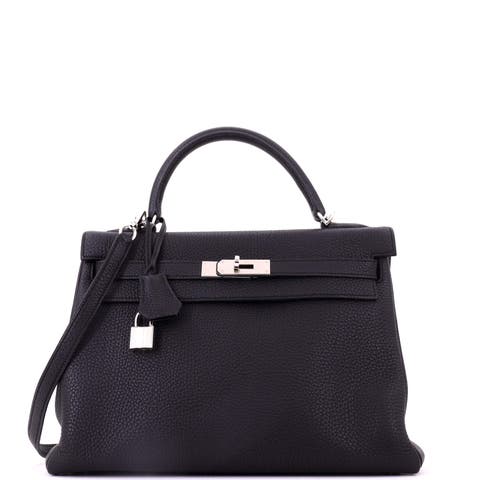Kelly Handbag Black Togo With Palladium Hardware 32