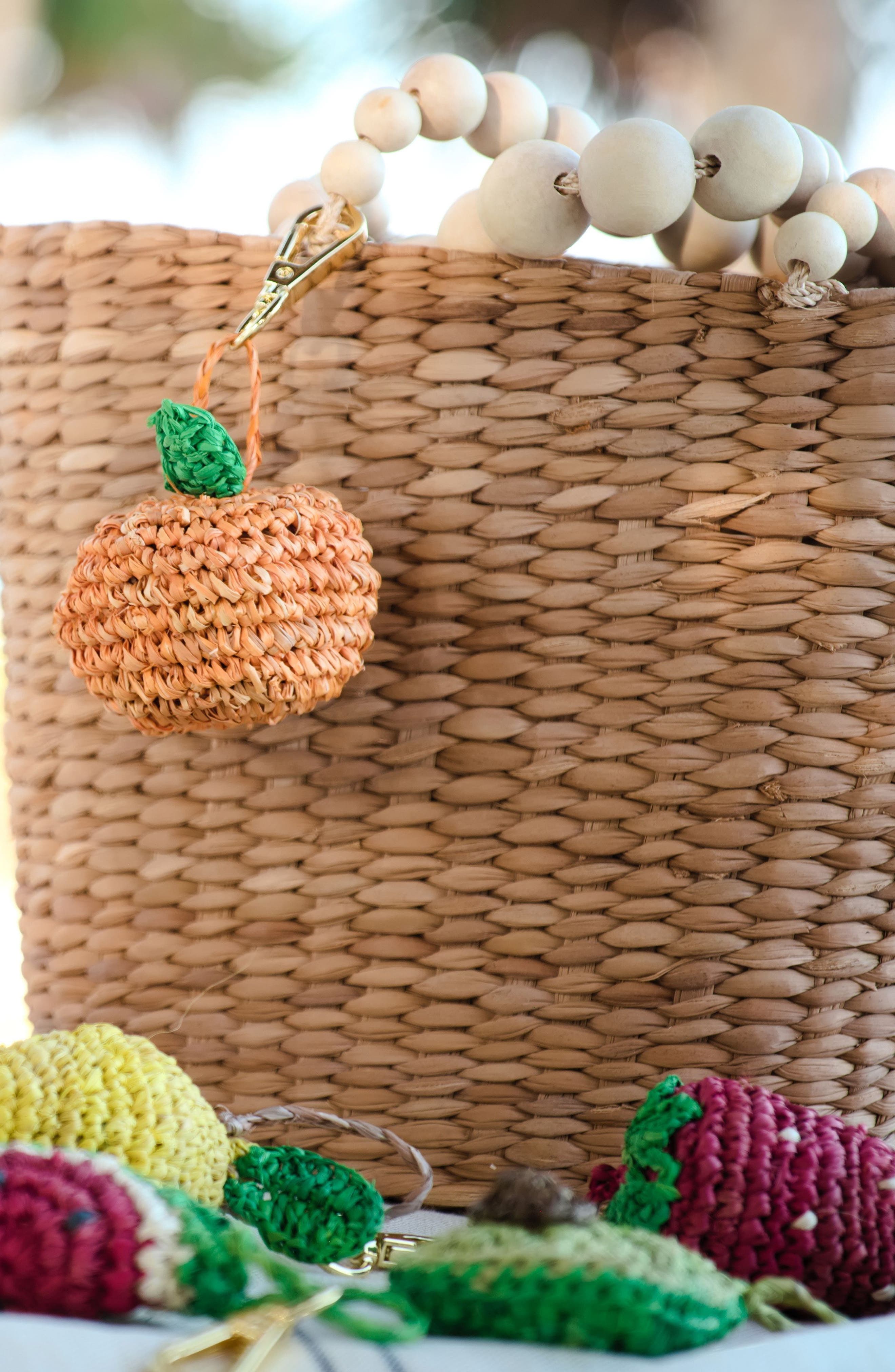 LIKHA Orange Raffia Bag Charm, Alternate, color, Orange