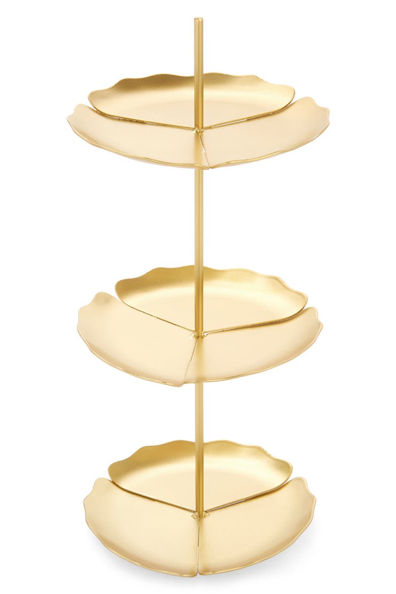 Floral Tiered Tray Tower, Main, color, GOLD