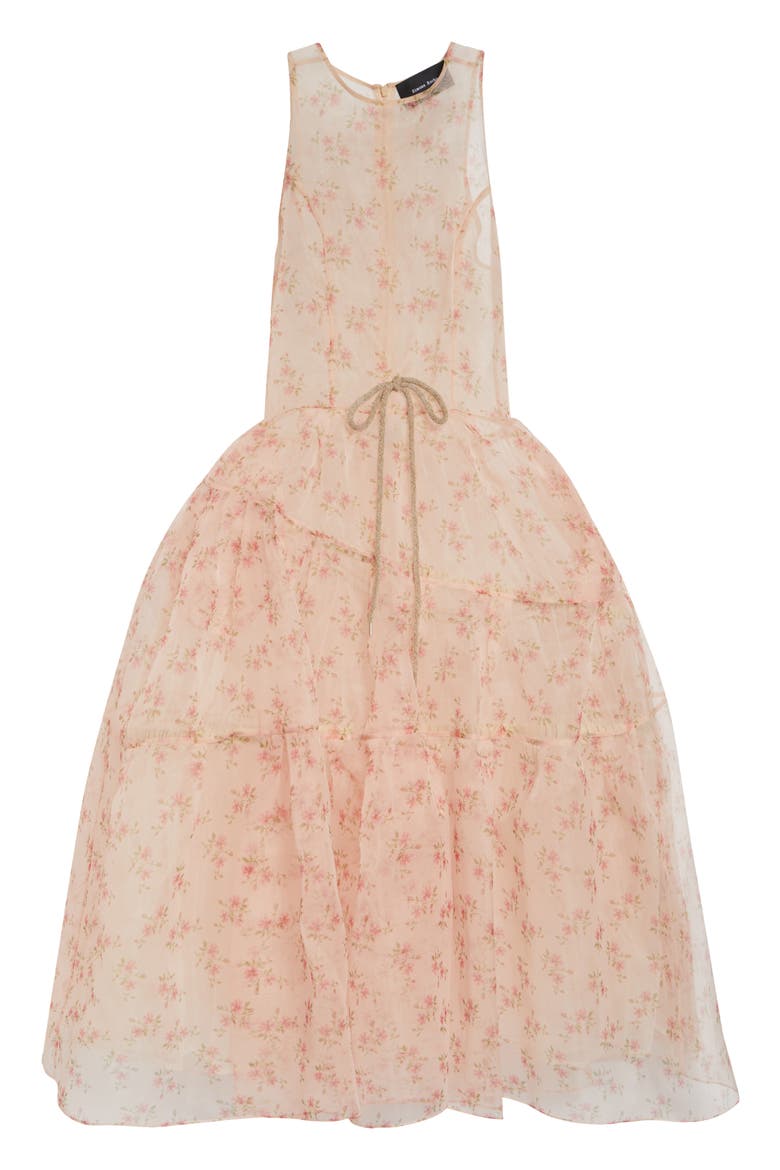 Tapered Back Flounce Floral Sheer Organza Dress, Alternate, color, BEIGE FLORAL/ TAUPE