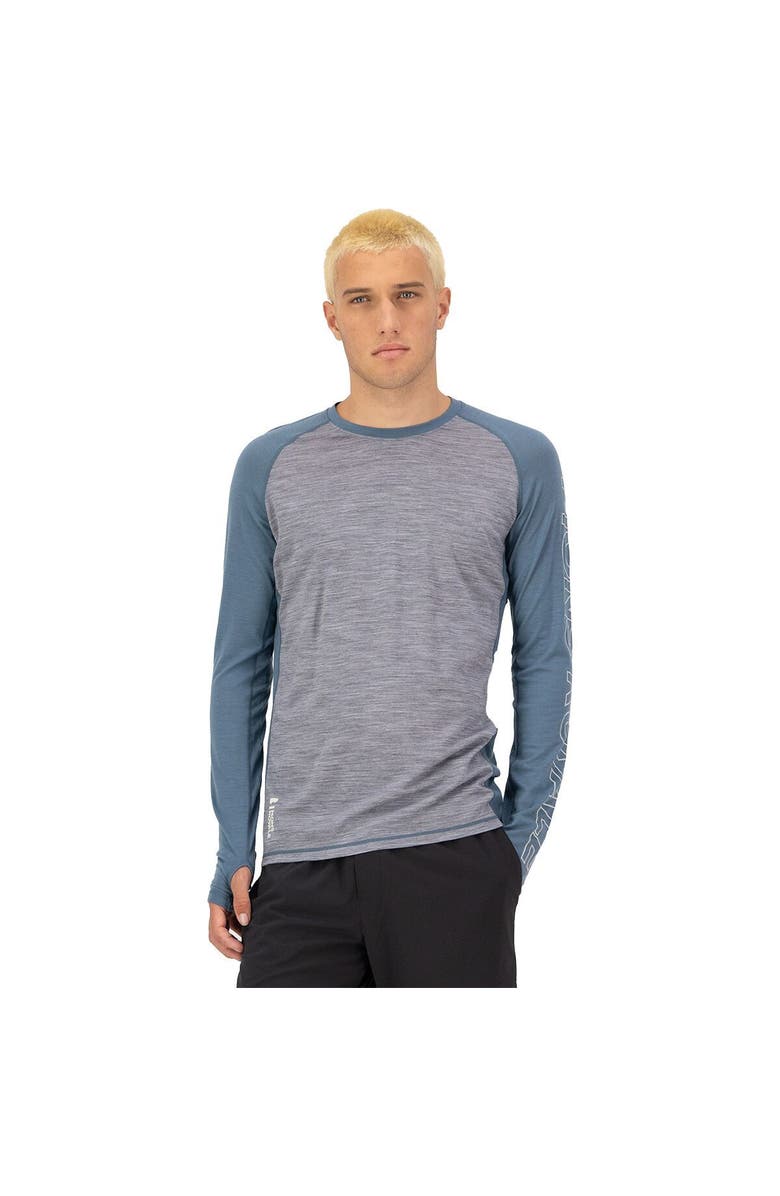 Mons Royale Temple Tech Long-Sleeve Shirt - Men
s, Main, color, Grey Heather/Goblin Blue