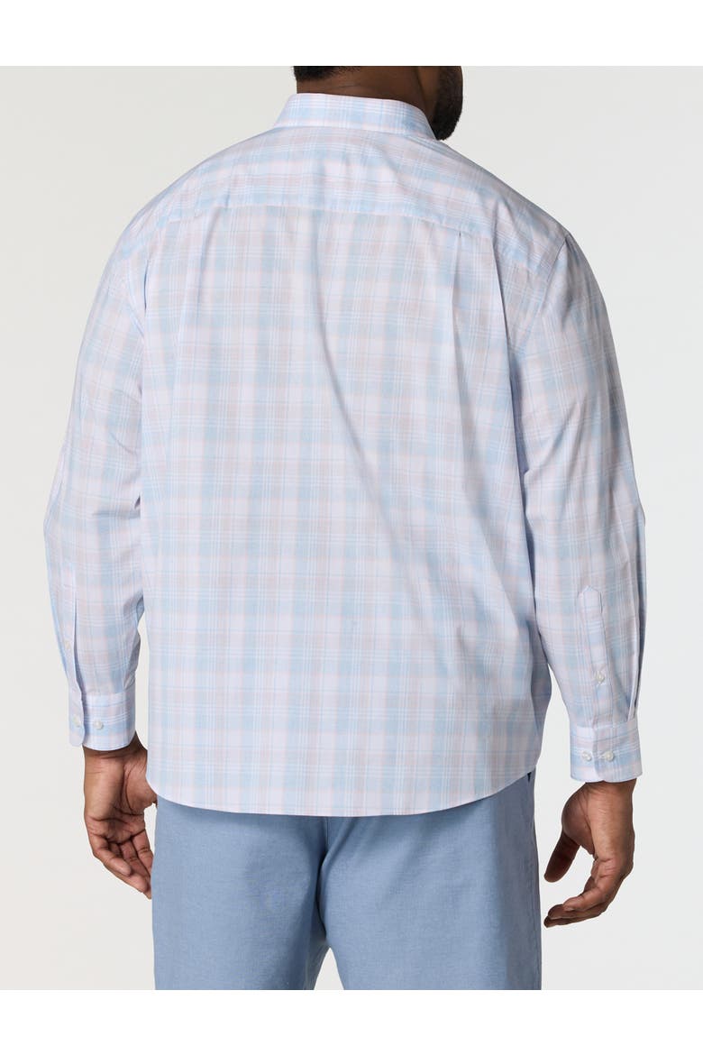 Big & Tall Heather Plaid Tech Sport Shirt, Alternate, color, PINK BLUES