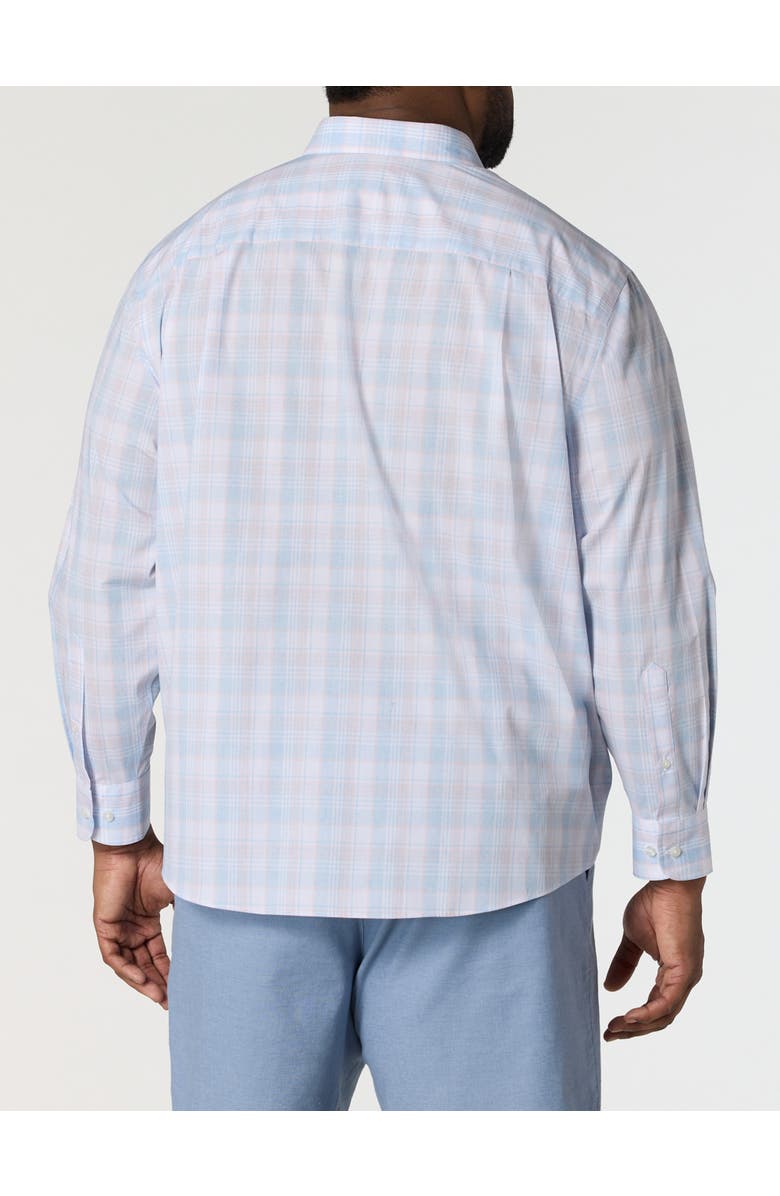 Oak Hill by DXL Big & Tall Heather Plaid Tech Sport Shirt, Alternate, color, Pink Blues