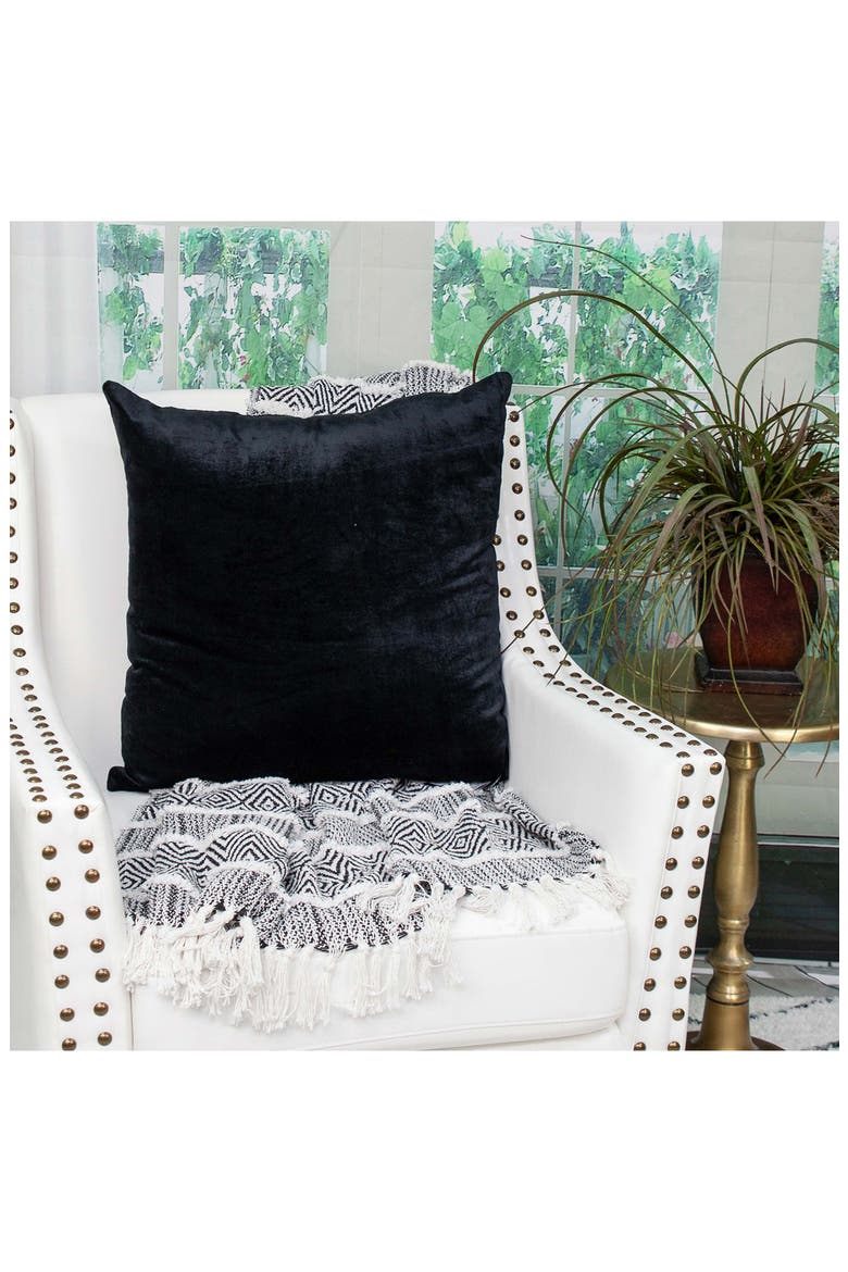 Spano Solid Throw Pillow, Alternate, color, BLACK
