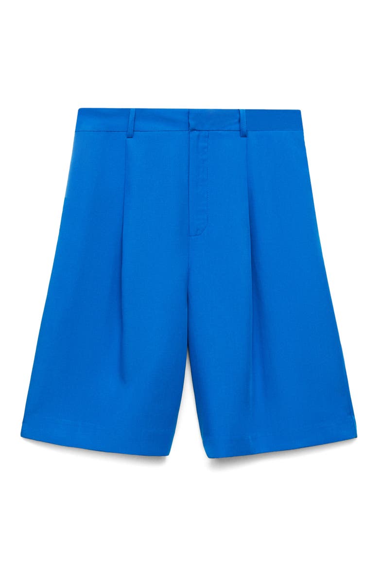 Pleated Bermuda Shorts, Main, color, BLUE