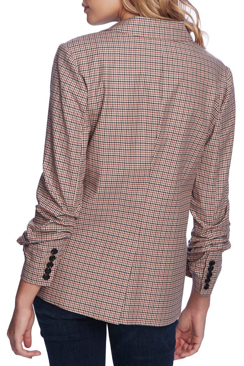 Minicheck Ruched Sleeve Blazer, Alternate, color, CLASSIC CAMEL