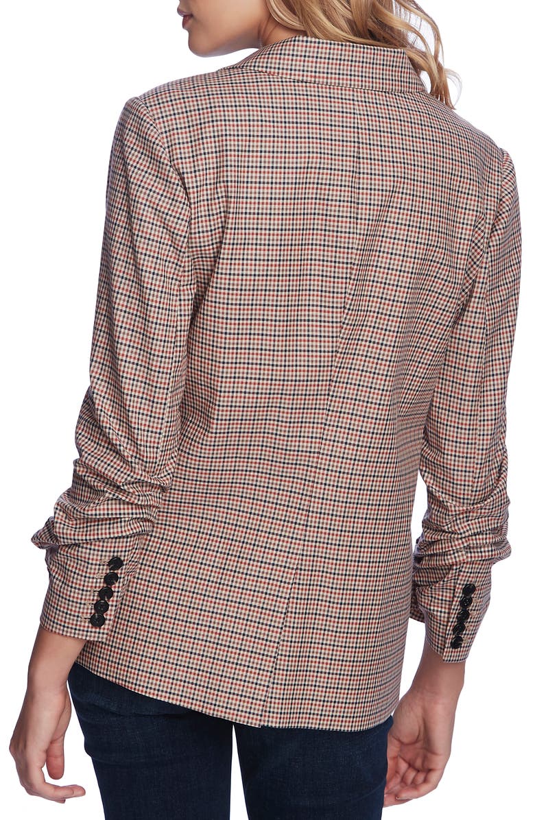 1.STATE Minicheck Ruched Sleeve Blazer, Alternate, color,
