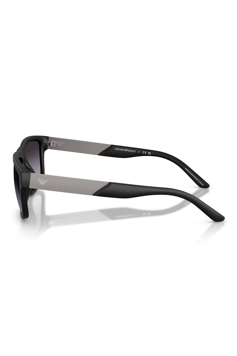 57mm Gradient Rectangular Sunglasses, Alternate, color, MATTE BLACK / GREY GRADIENT