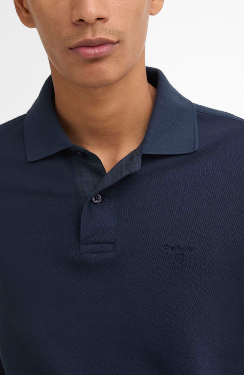 Barbour Tailored Fit Tartan Placket Cotton Piqué Polo, Alternate, color, Washed Navy